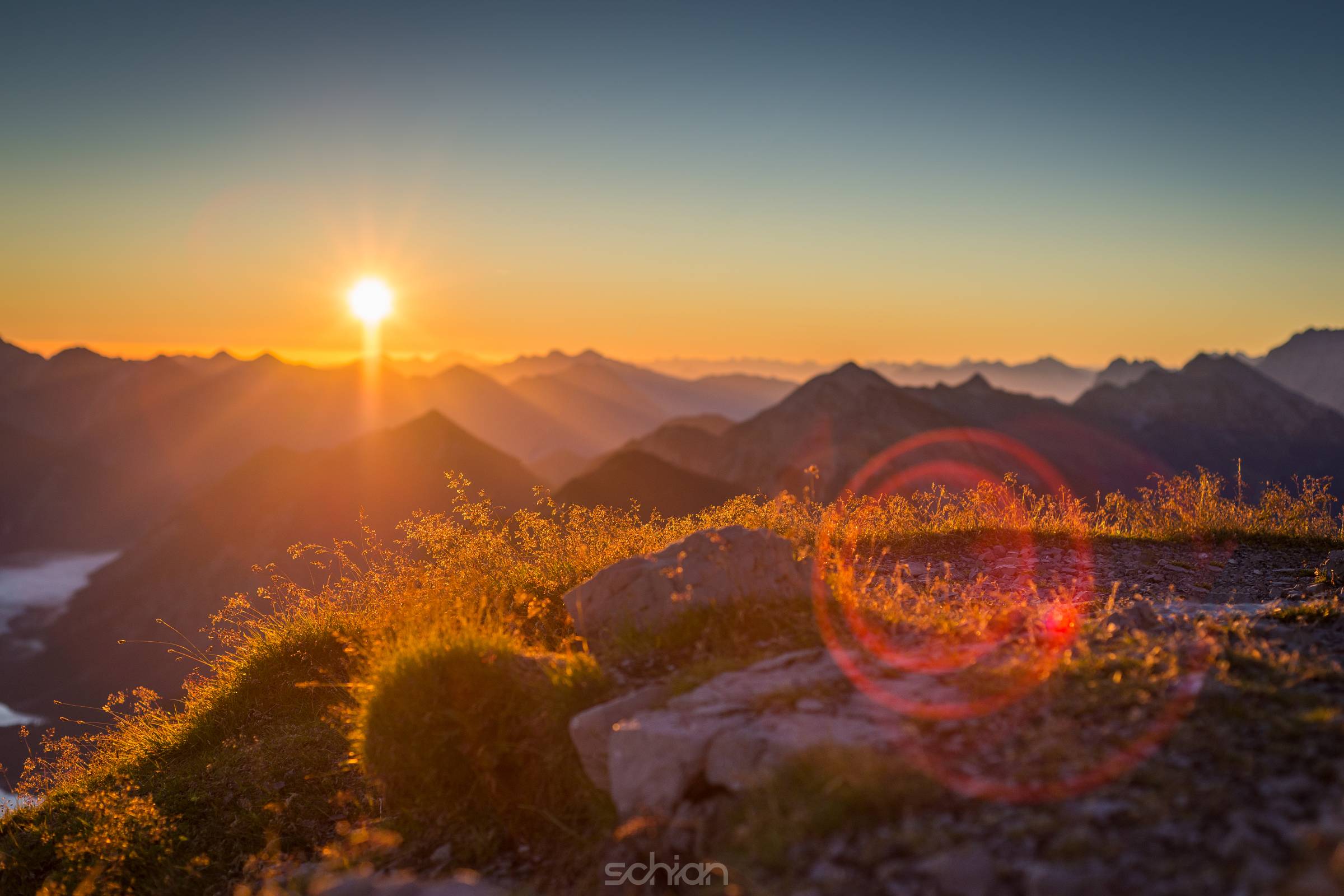 atmospheric and impressively sunset in austrian mountains