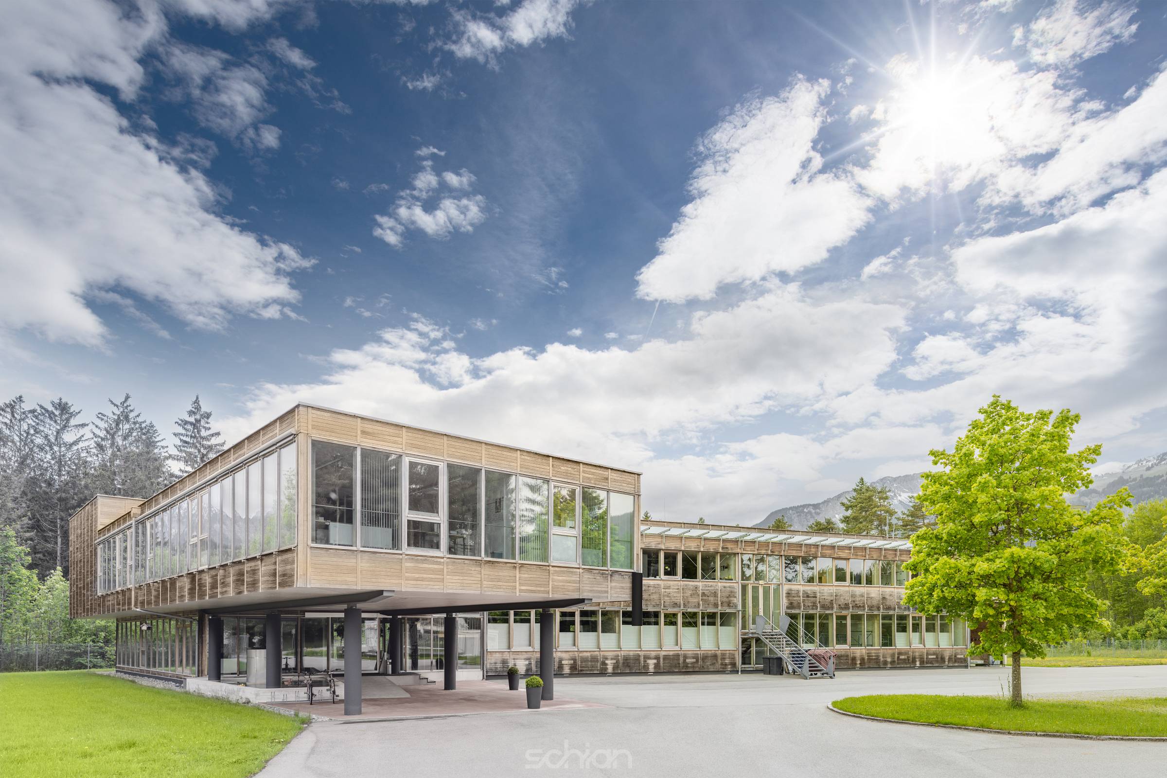 Modern sustainable and ecological timber office building